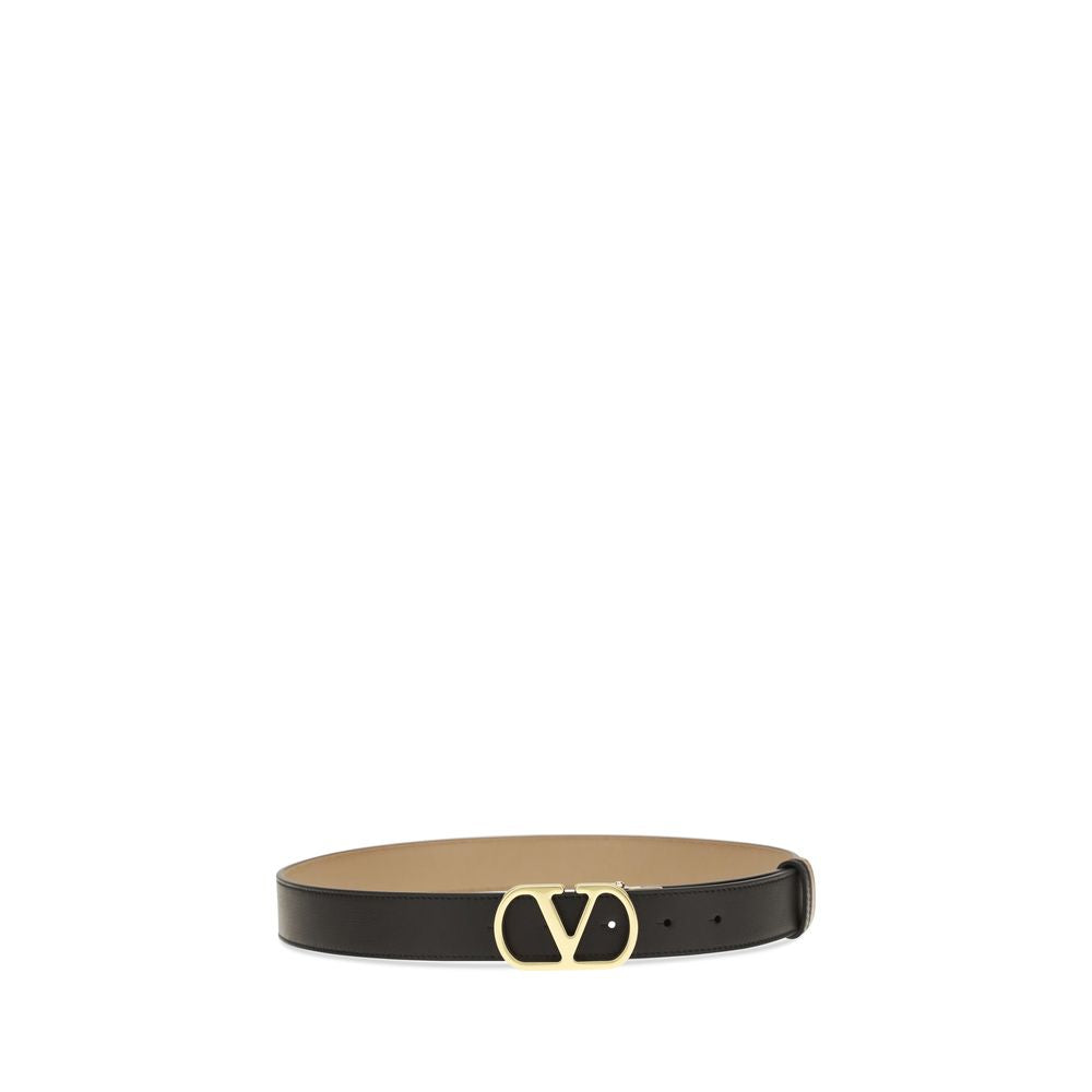 Valentino Garavani Black Calf Leather Bos Taurus Regular Belt for Women