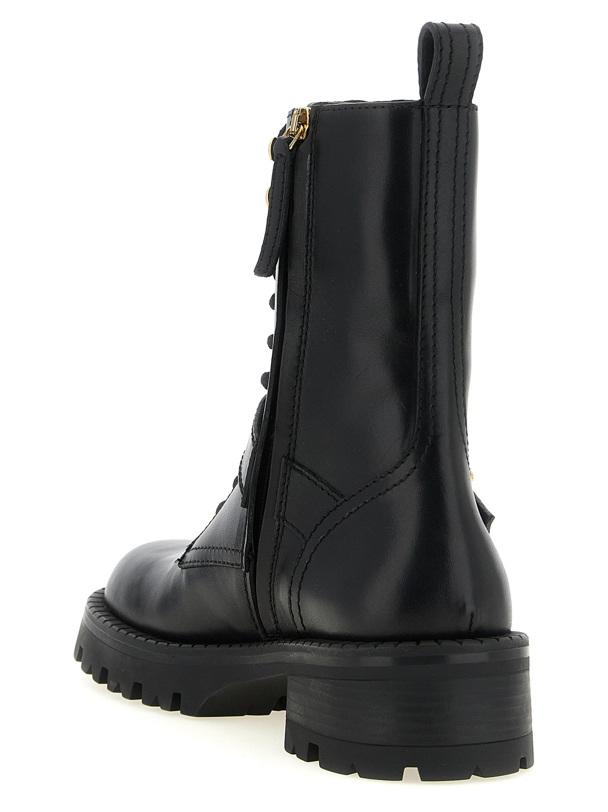 Versace Black Calfskin Lace-Up Boots