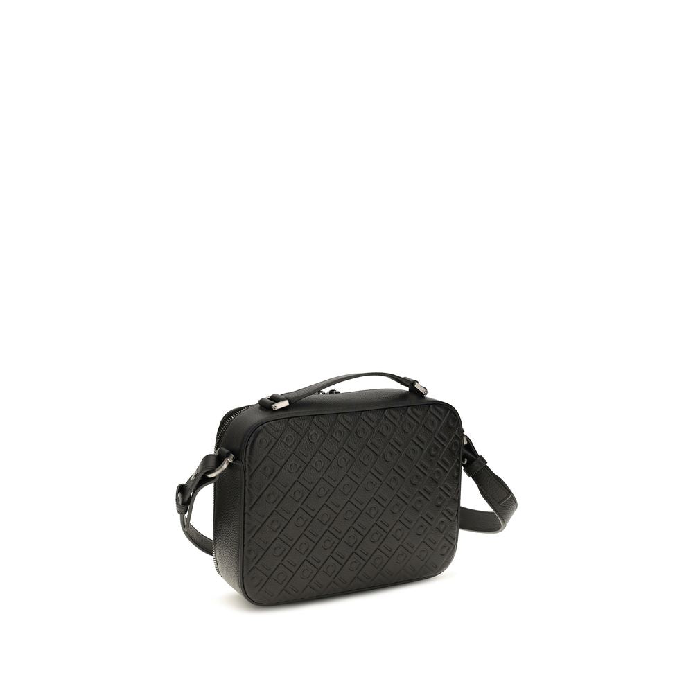 Ferragamo Black Calf Leather Bos Taurus Shoulder Bag for Men