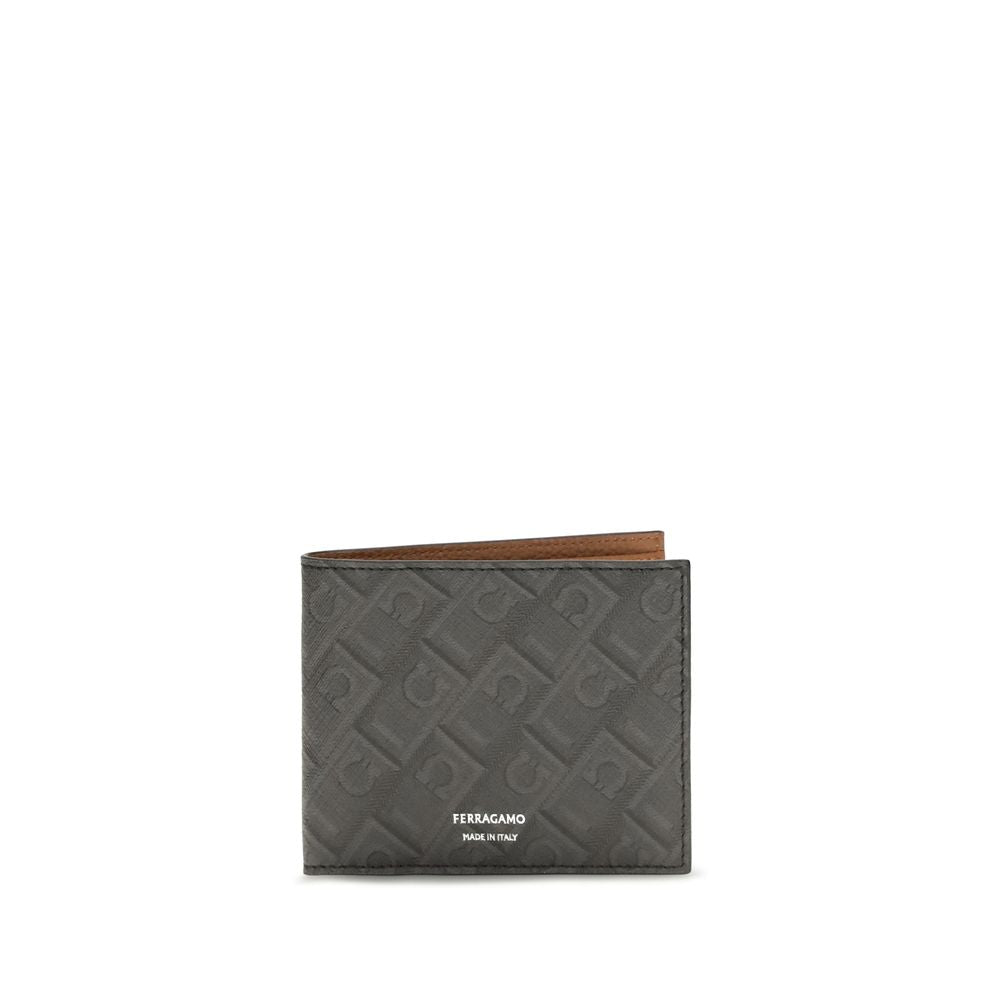 Ferragamo Gray Calf Leather Bos Taurus Wallet for Men
