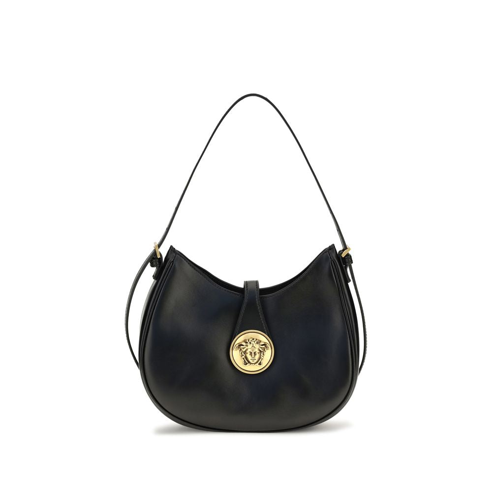 Versace Black Calf Leather Bos Taurus Shoulder Bag for Women