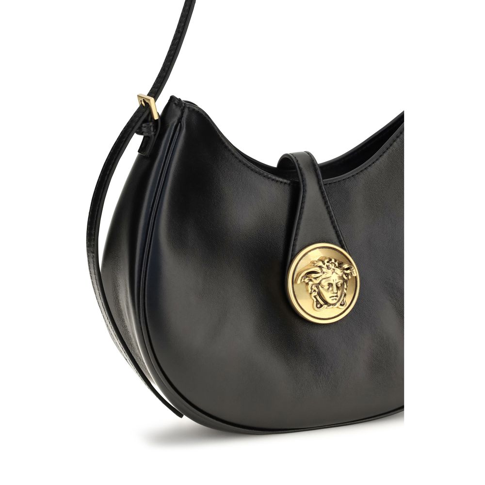 Versace Black Calf Leather Bos Taurus Shoulder Bag for Women
