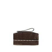 Valentino Garavani Brown Suede Leather Handbag