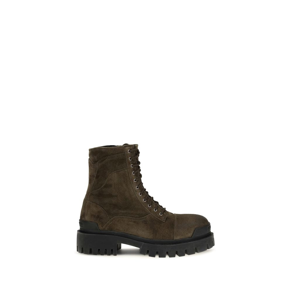 Balenciaga Bicolor Calf Leather Bos Taurus Lace-Up Boots for Men