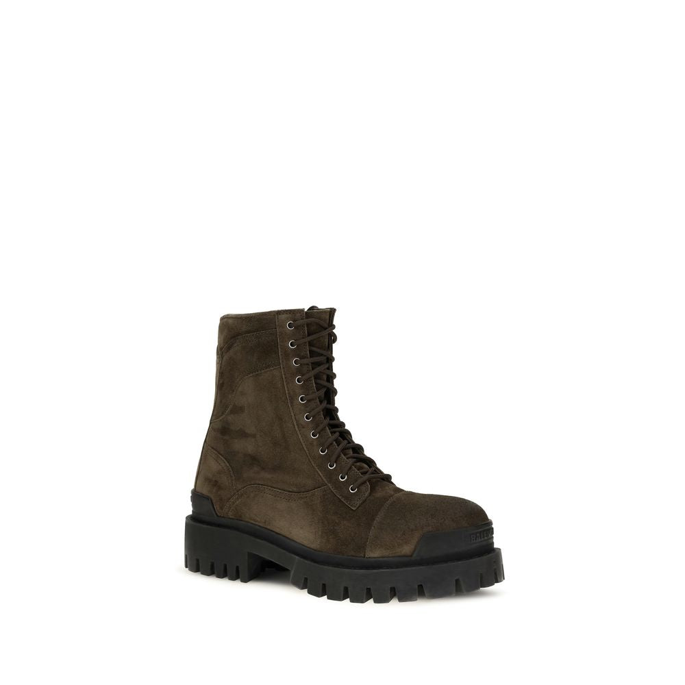 Balenciaga Bicolor Calf Leather Bos Taurus Lace-Up Boots for Men