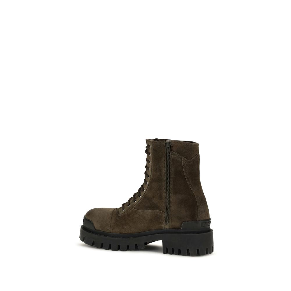 Balenciaga Bicolor Calf Leather Bos Taurus Lace-Up Boots for Men