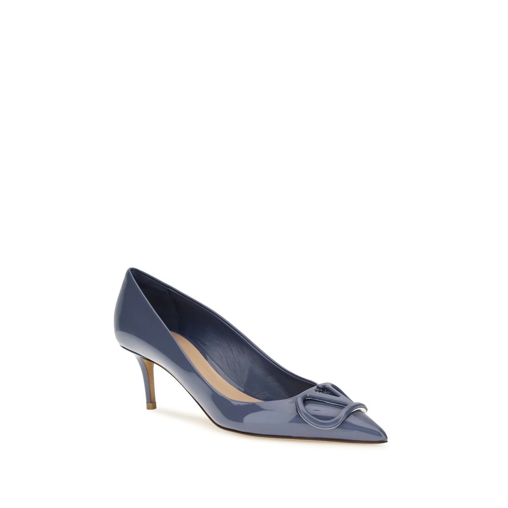 Valentino Garavani Blue Calf Leather Bos Taurus High Heel Pumps for Women
