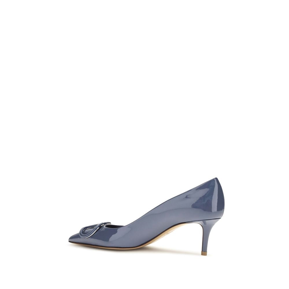 Valentino Garavani Blue Calf Leather Bos Taurus High Heel Pumps for Women