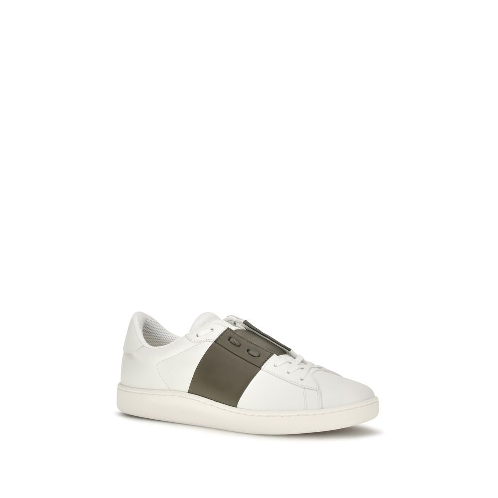 Valentino Garavani White Calf Leather Bos Taurus Low Top Sneakers for Men