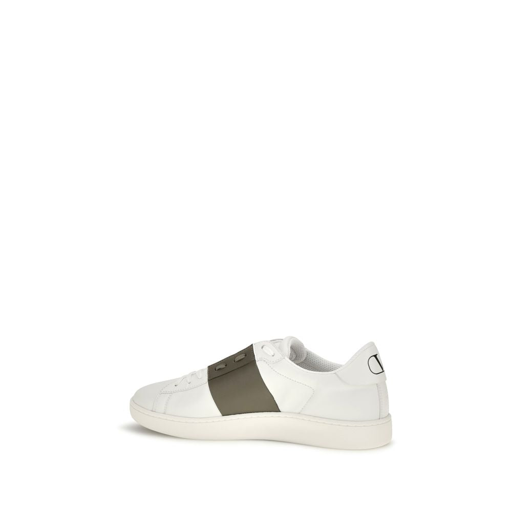 Valentino Garavani White Calf Leather Bos Taurus Low Top Sneakers for Men