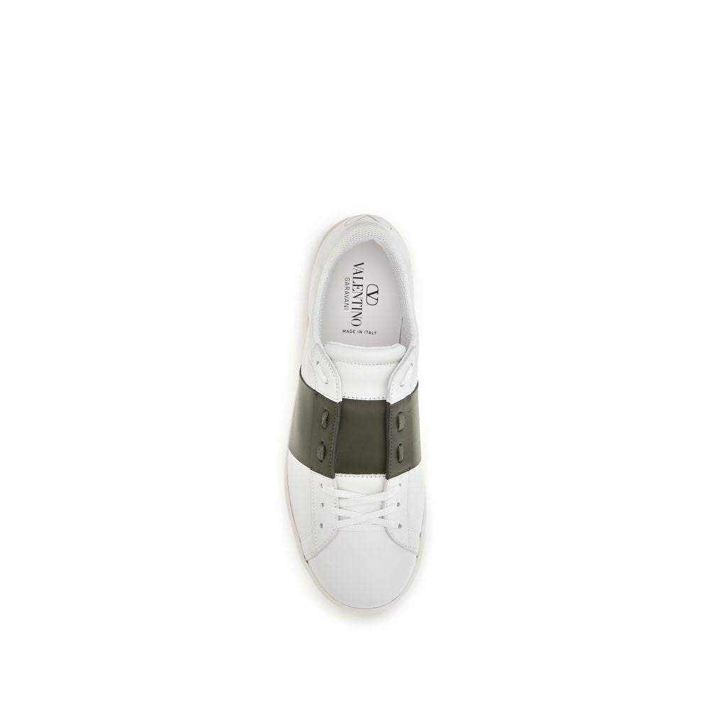Valentino Garavani White Calf Leather Bos Taurus Low Top Sneakers for Men