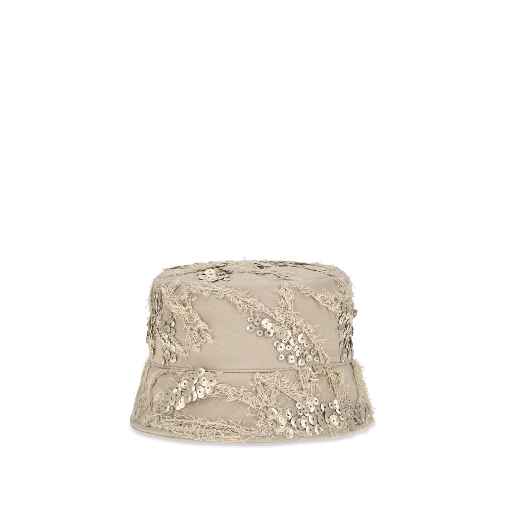 Brunello Cucinelli Beige Silk Bucket Hat for Women