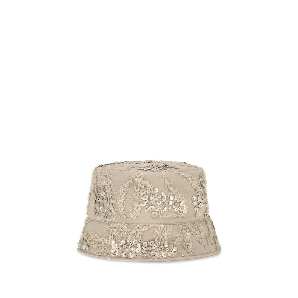 Brunello Cucinelli Beige Silk Bucket Hat for Women