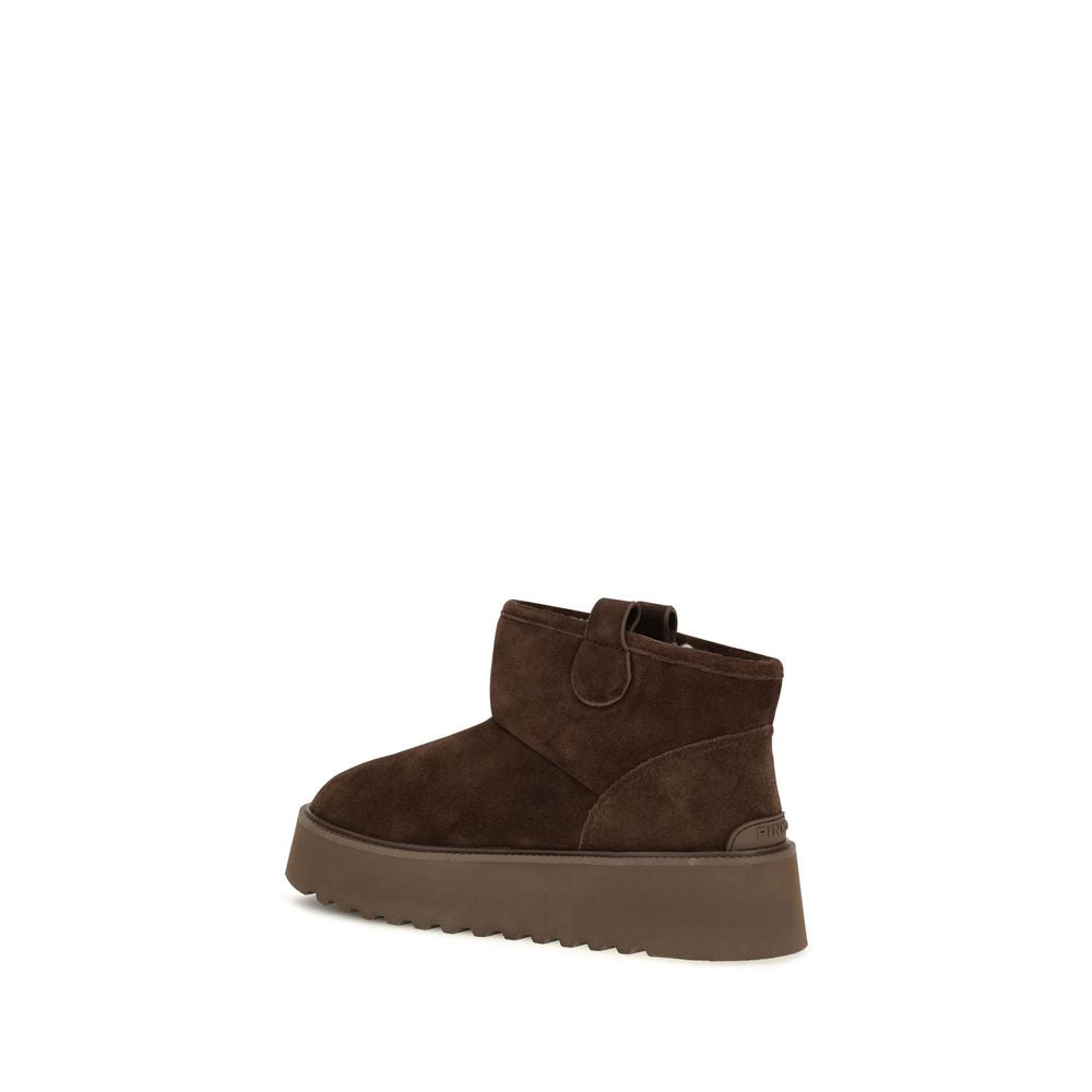 PINKO Brown Calf Leather Bos Taurus Flat Boots for Women
