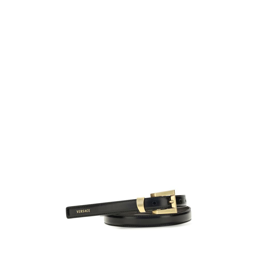 Versace Black Calf Leather Bos Taurus Regular Belt for Women