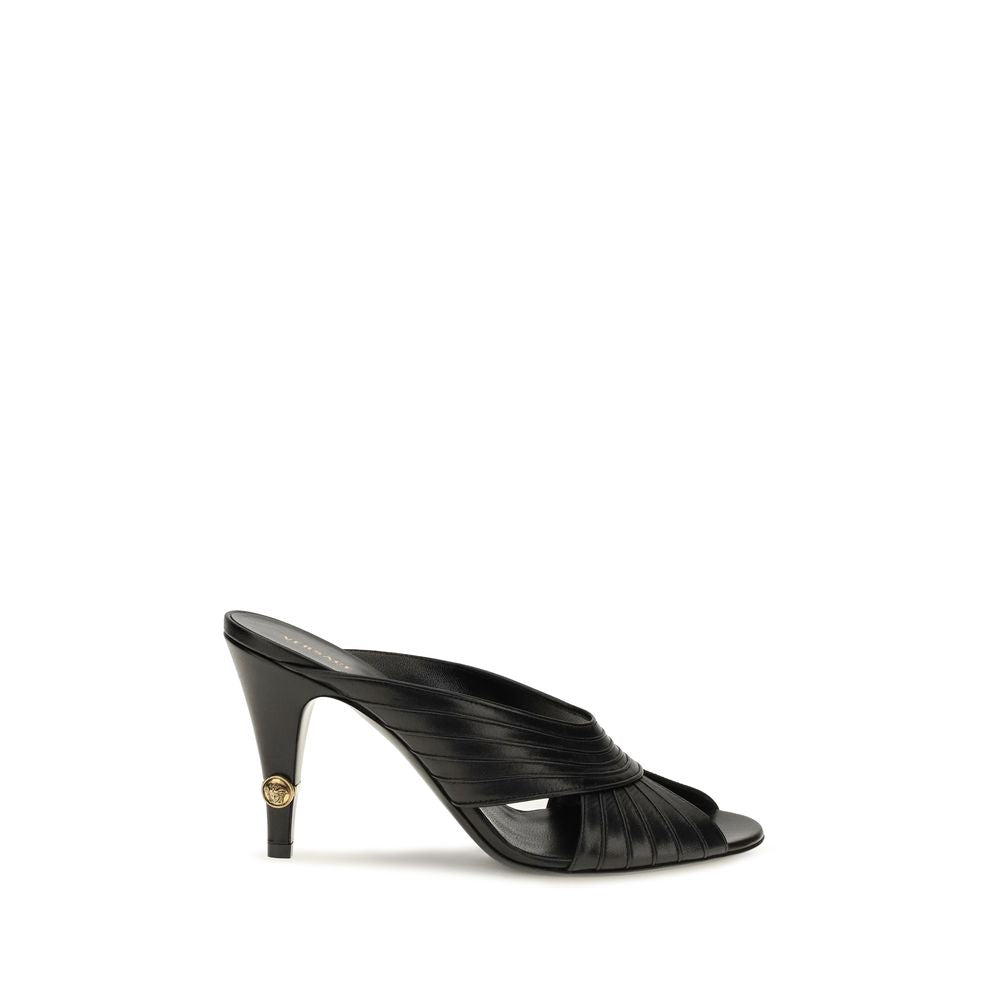 Versace Black Lamb Ovis Aries Aries Mules for Women