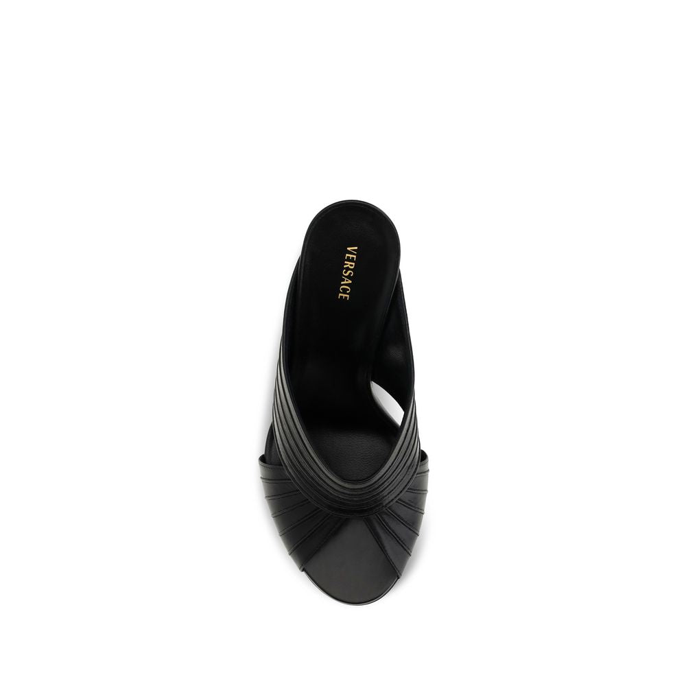 Versace Black Lamb Ovis Aries Aries Mules for Women