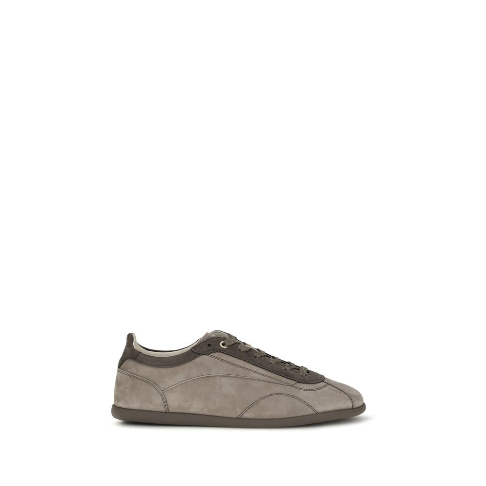 Brunello Cucinelli Gray Calf Leather Bos Taurus Sneakers for Men