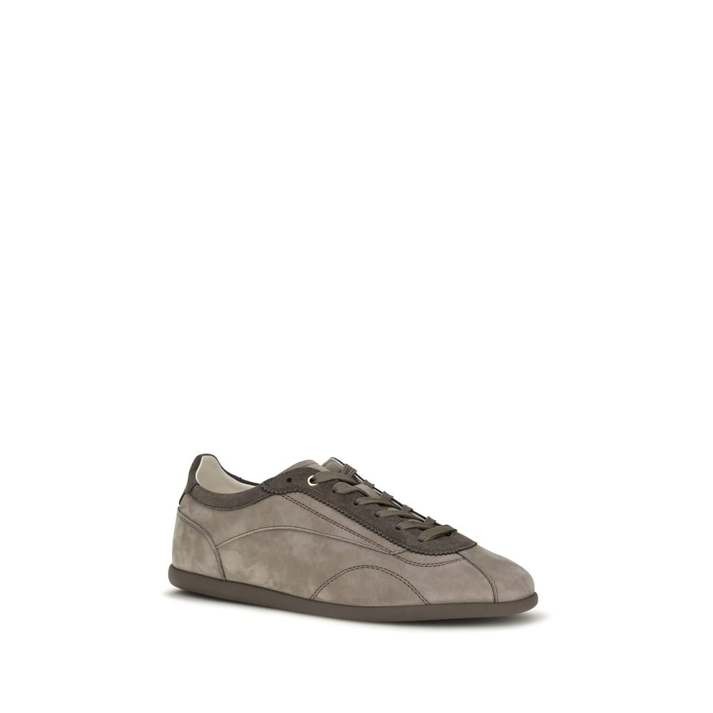 Brunello Cucinelli Gray Calf Leather Bos Taurus Sneakers for Men