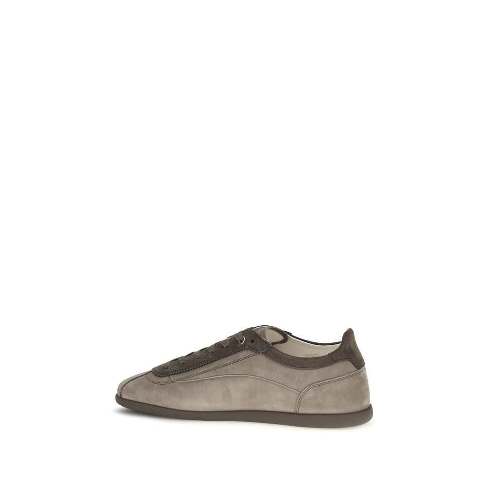 Brunello Cucinelli Gray Calf Leather Bos Taurus Sneakers for Men