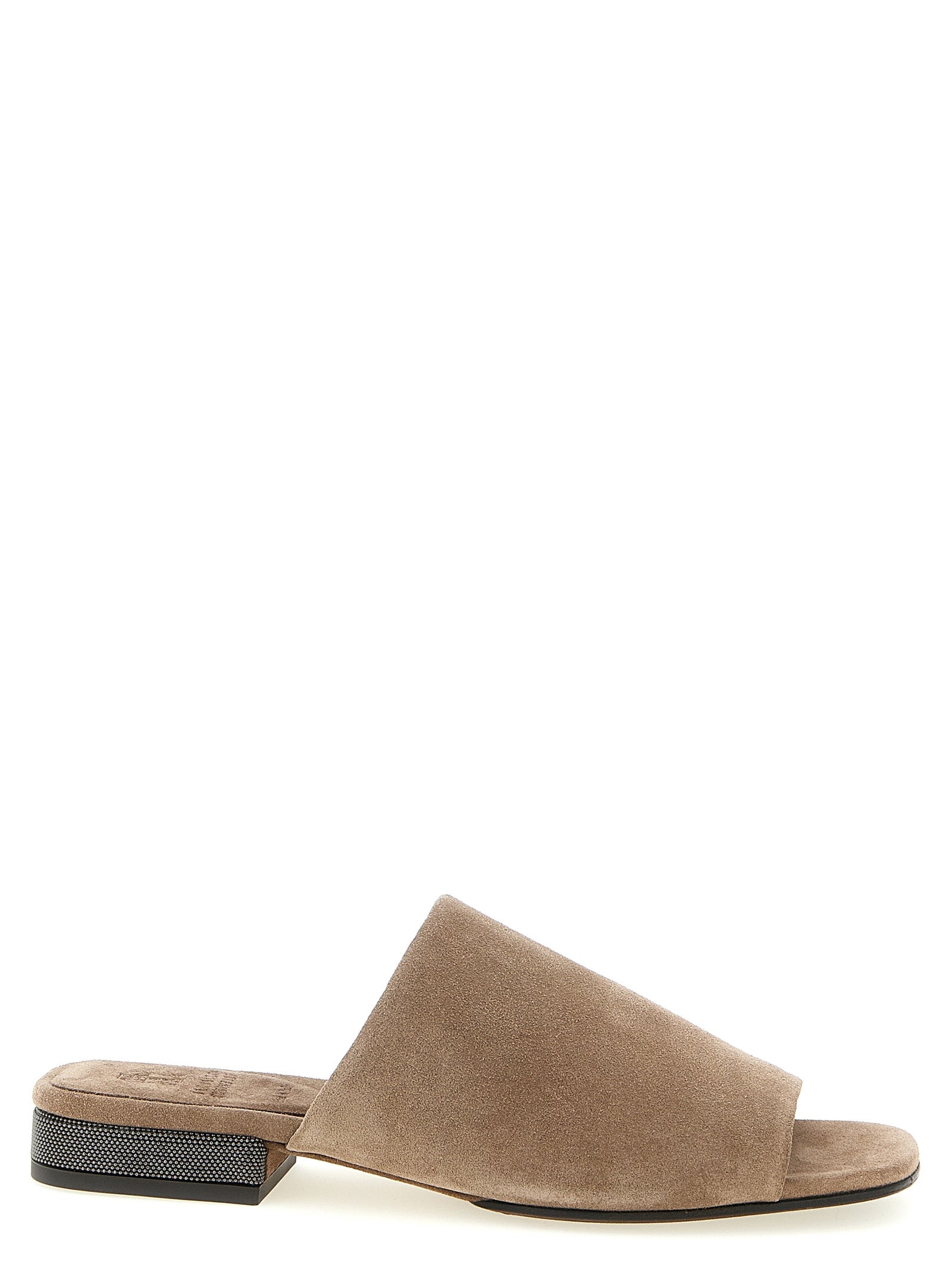 Brunello Cucinelli Brown Calfskin Slides for Women
