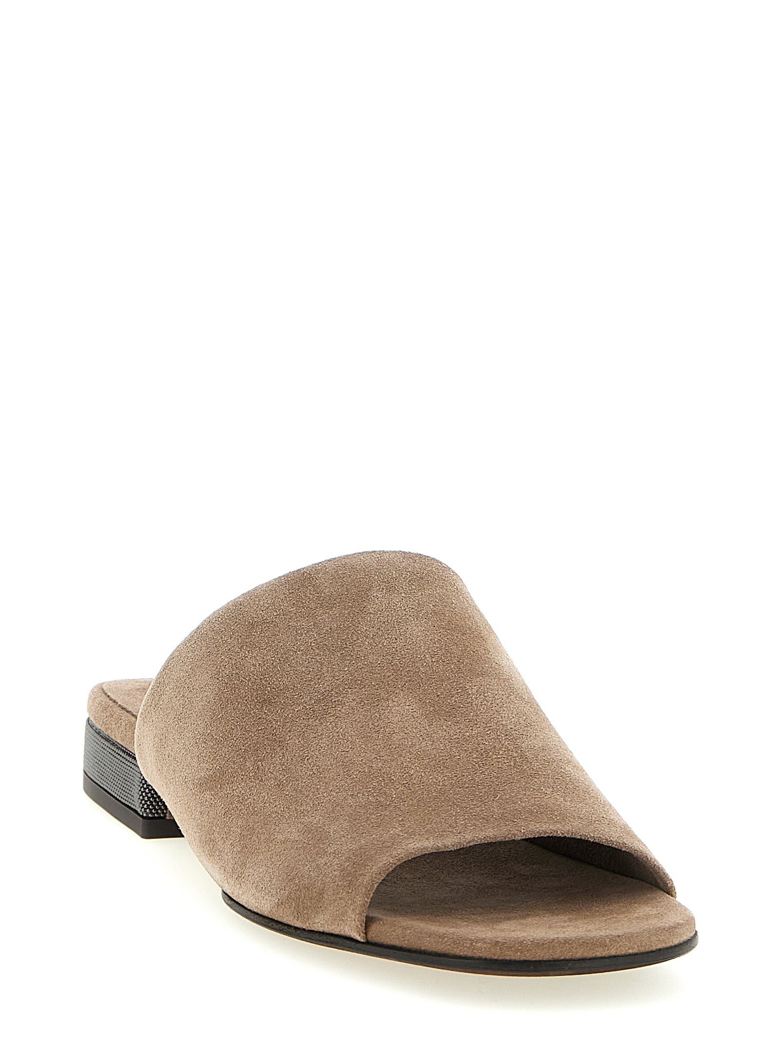 Brunello Cucinelli Brown Calfskin Slides for Women