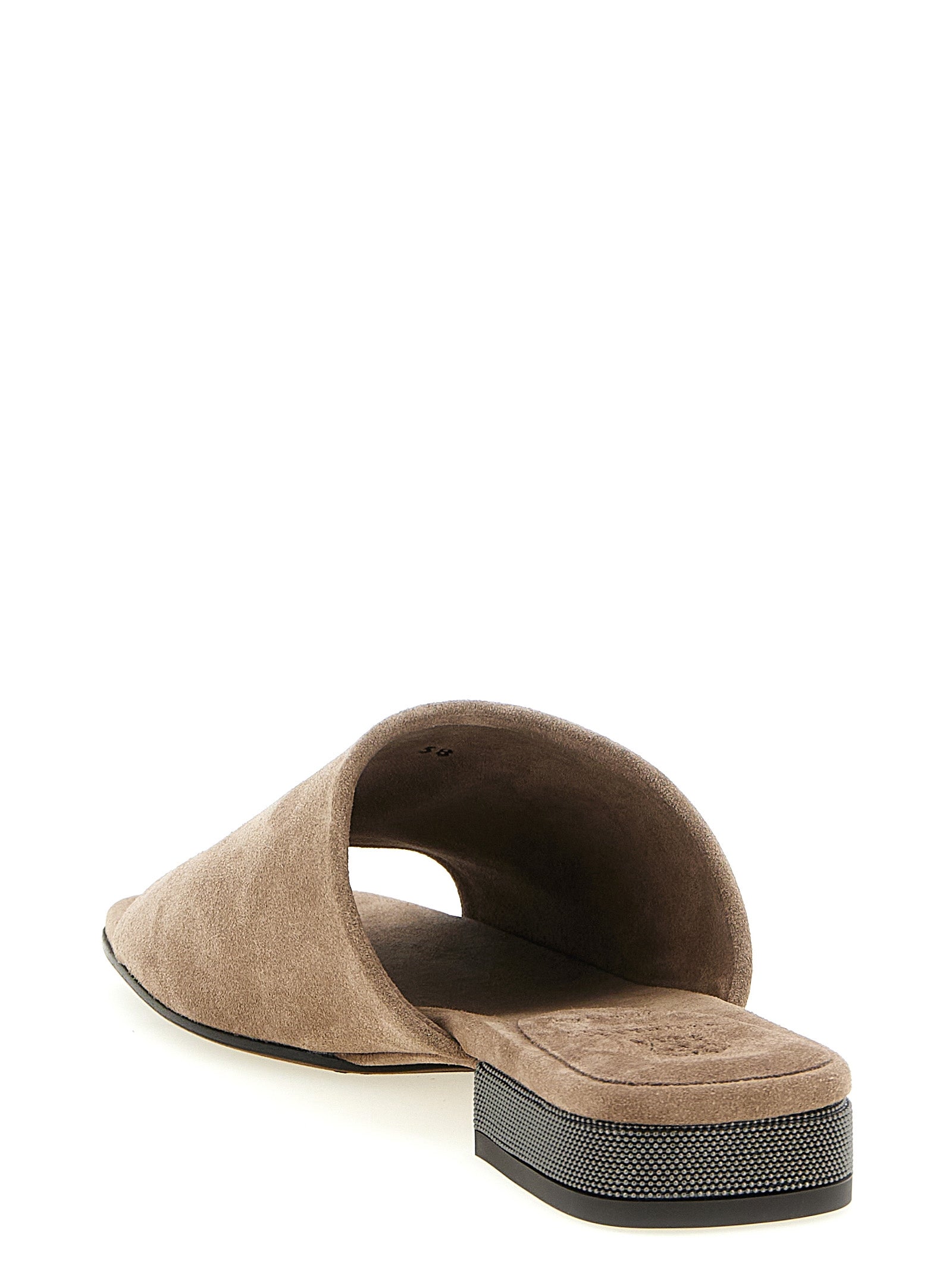 Brunello Cucinelli Brown Calfskin Slides for Women