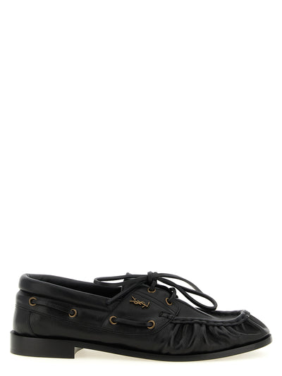 Saint Laurent Black Calfskin Slip-On Loafers for Men