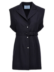 Prada Blue Virgin Wool Sleeveless Jacket