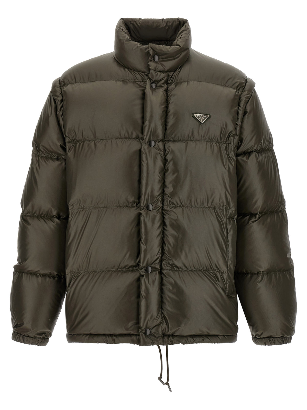 Prada Gray Recycled Polyamide Full-Length Jacket for Men