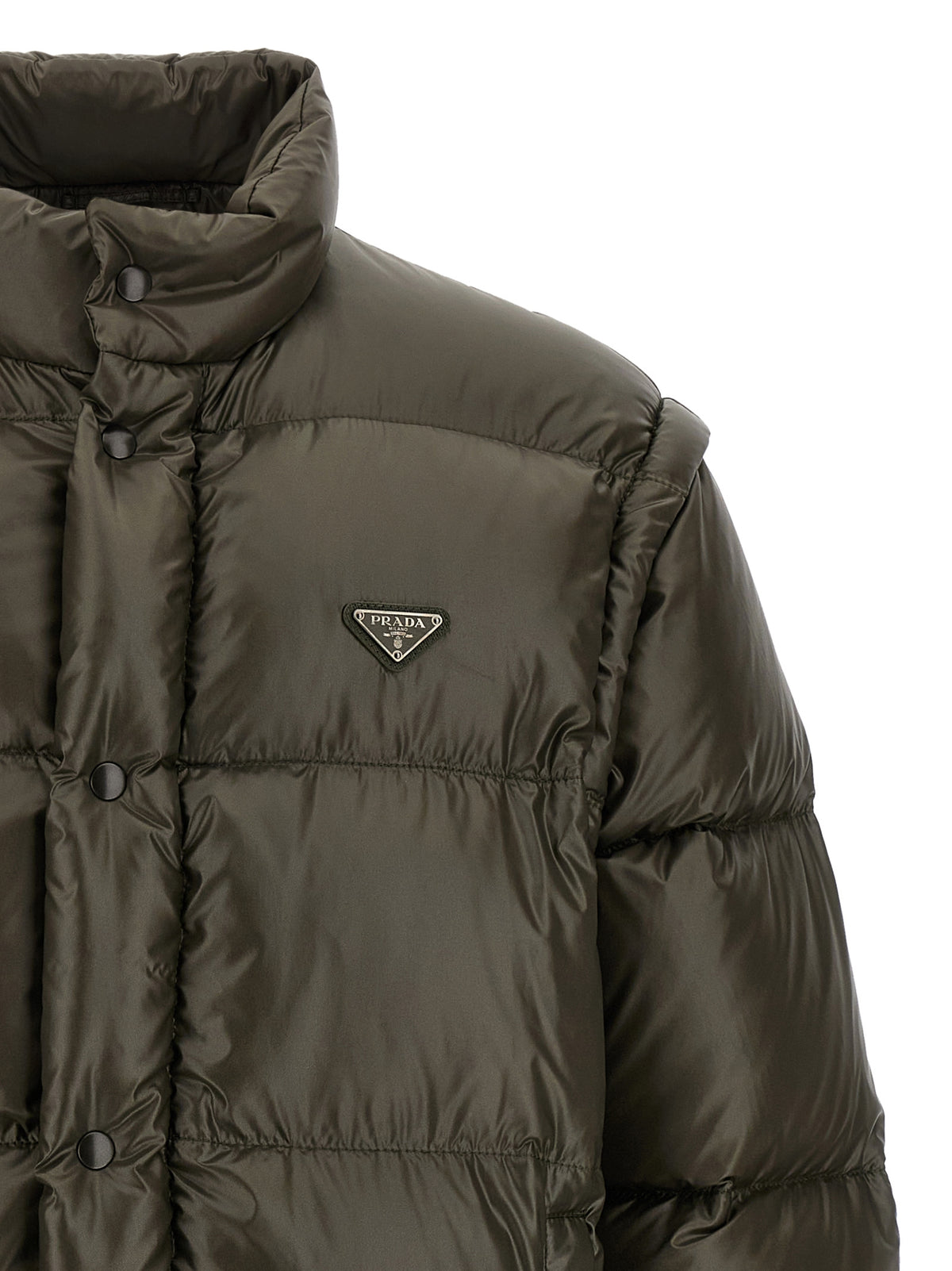 Prada Gray Recycled Polyamide Full-Length Jacket for Men