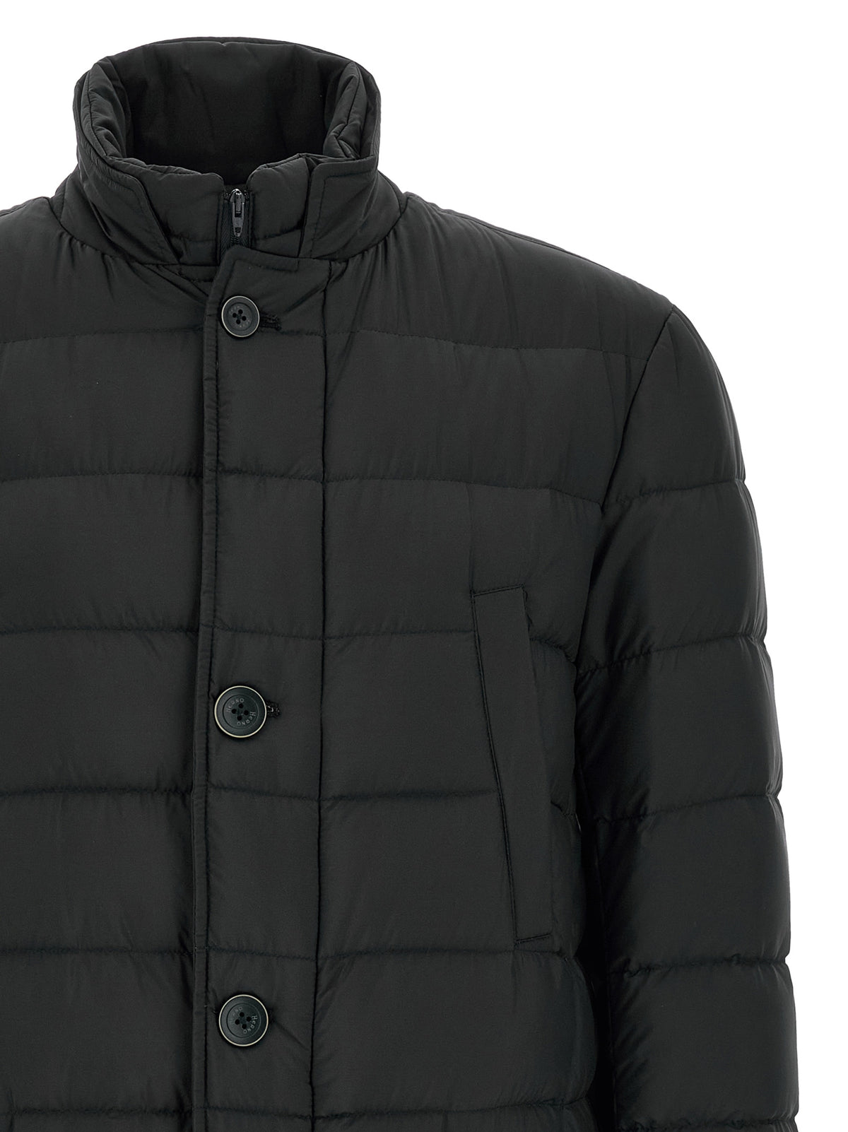 Herno Black Polyamide Full-Length Jacket for Men
