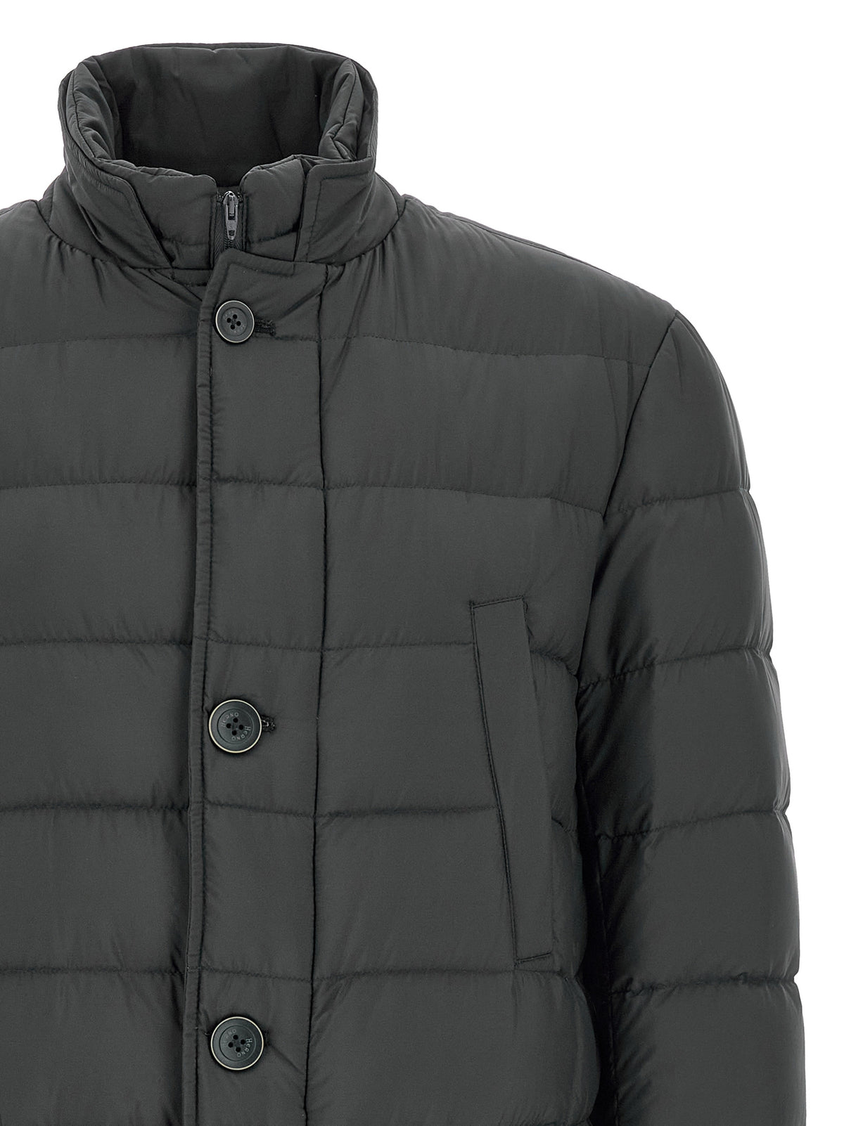 Herno Gray Polyamide Coat for Men