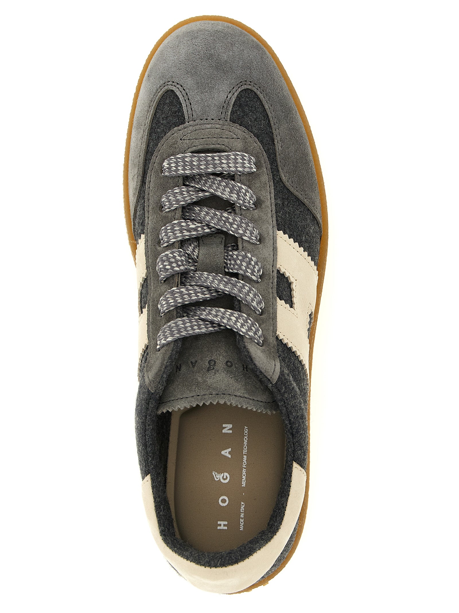 Hogan Gray Wool Platform Sneakers