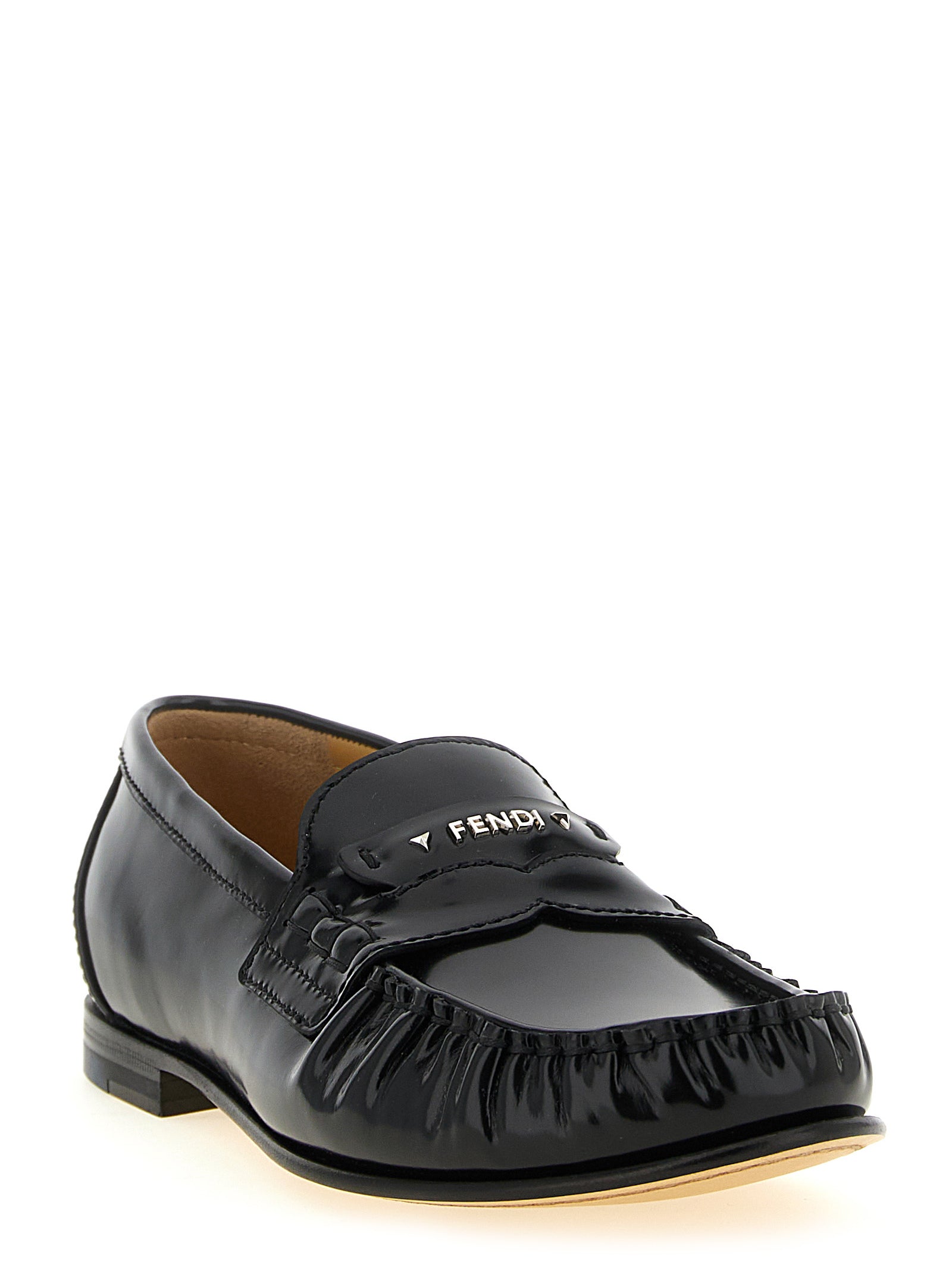 Fendi Black Calfskin Slip-On Loafers for Women