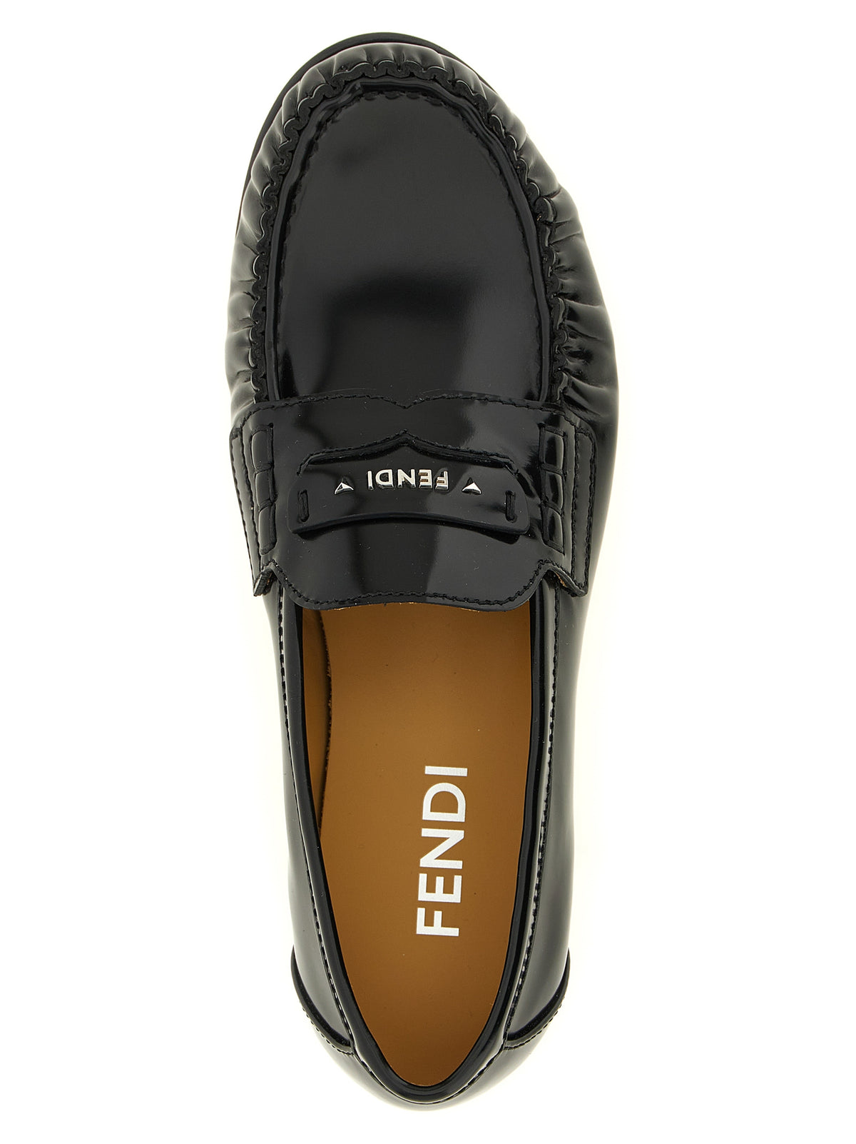 Fendi Black Calfskin Slip-On Loafers for Women