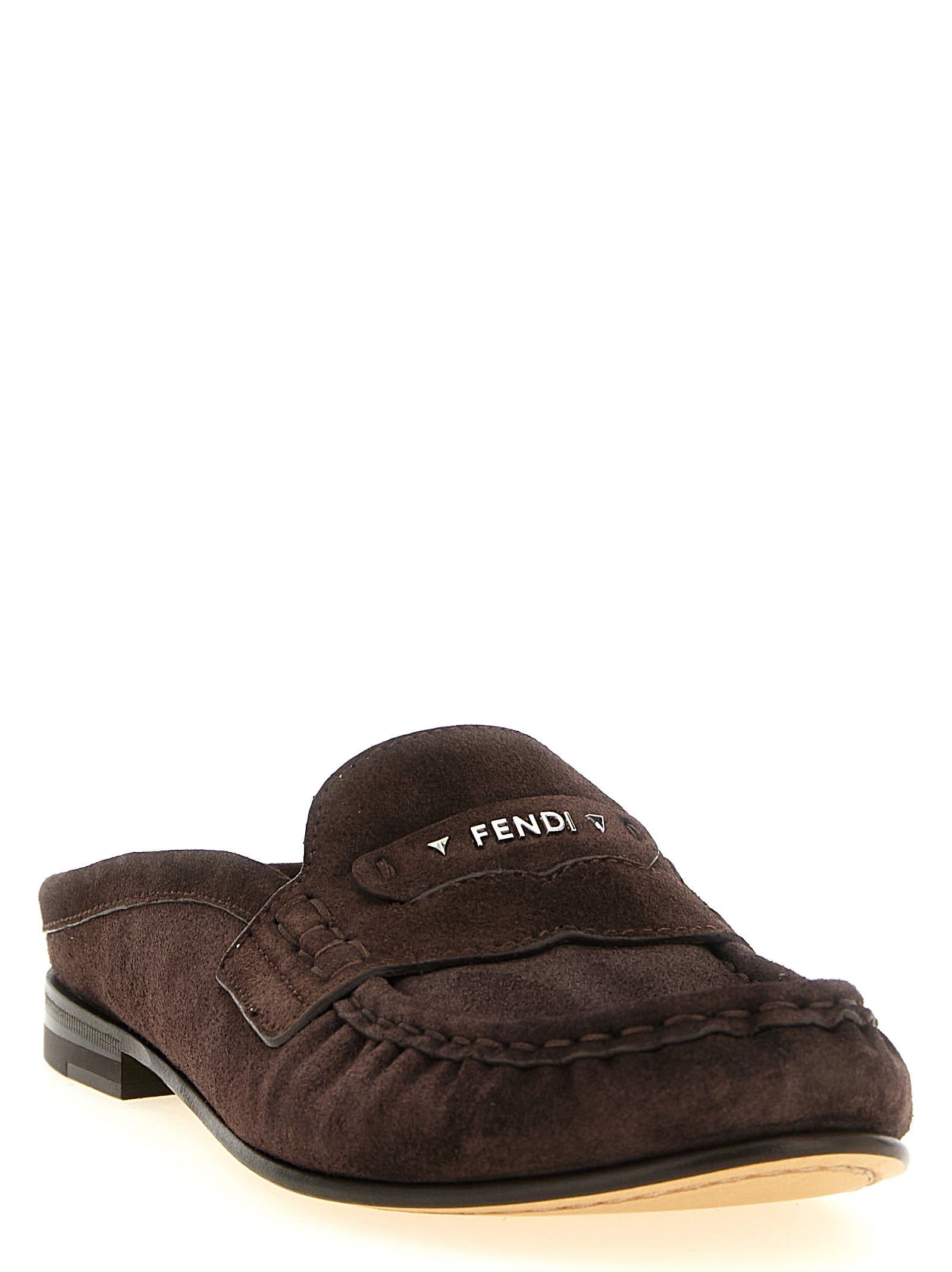 Fendi Brown Calfskin Slip-On Loafers for Women