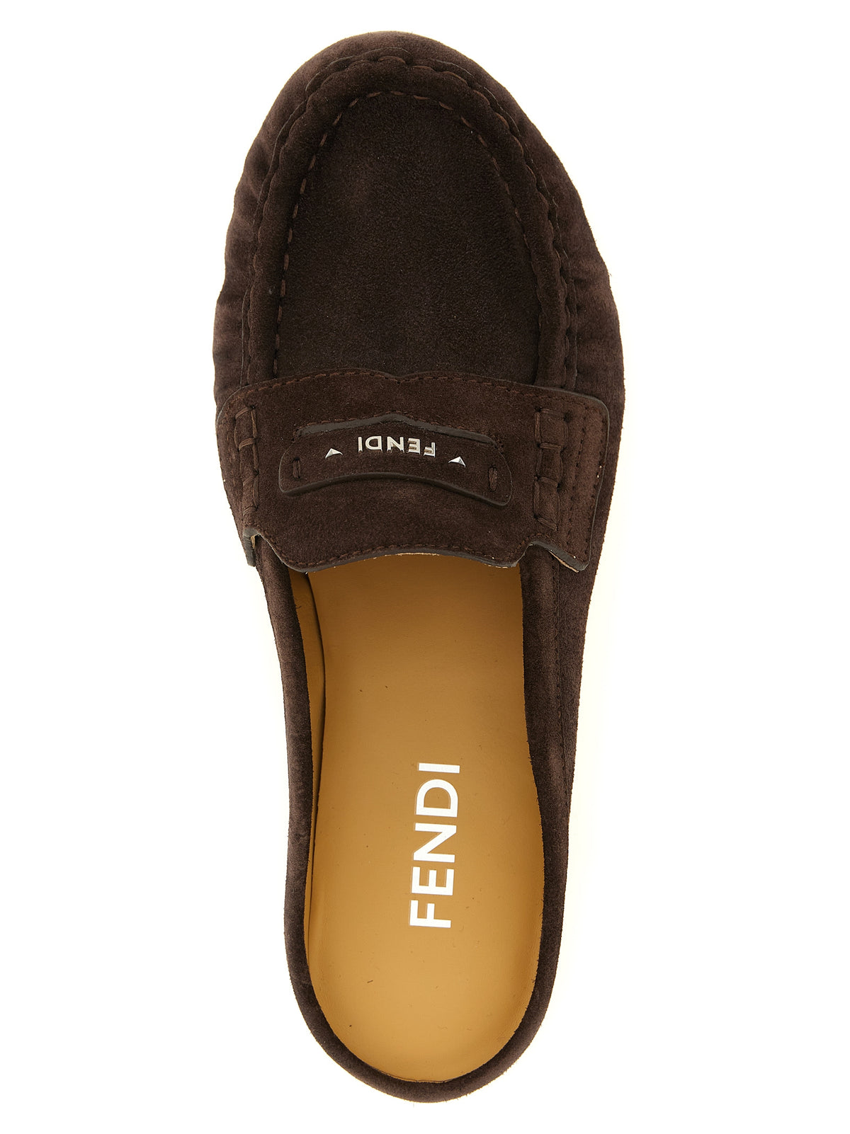Fendi Brown Calfskin Slip-On Loafers for Women