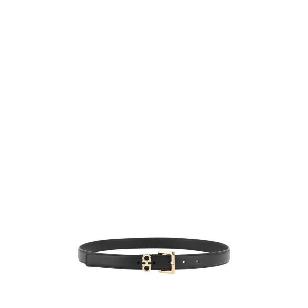 Ferragamo Black Calf Leather Bos Taurus Regular Belt for Women