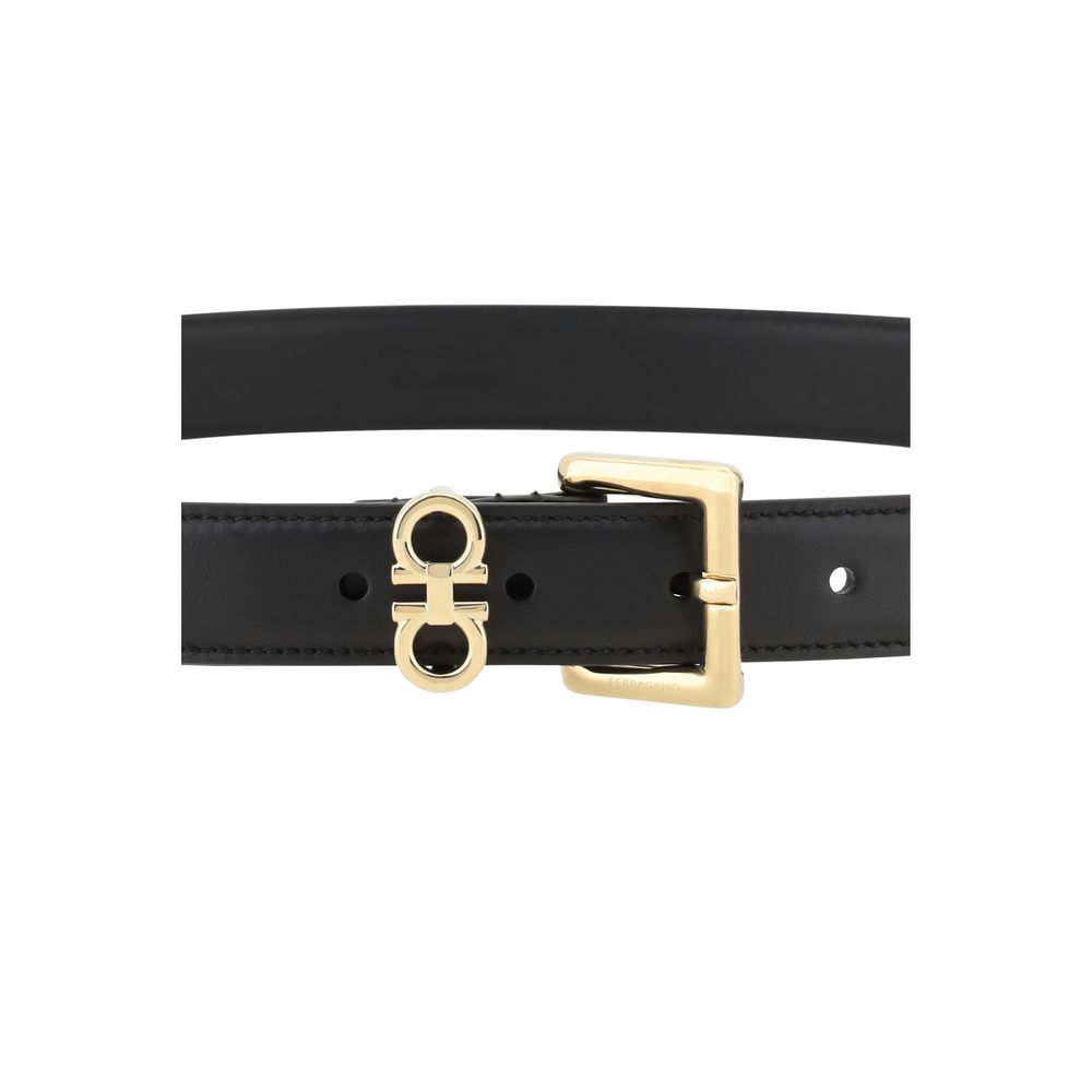 Ferragamo Black Calf Leather Bos Taurus Regular Belt for Women
