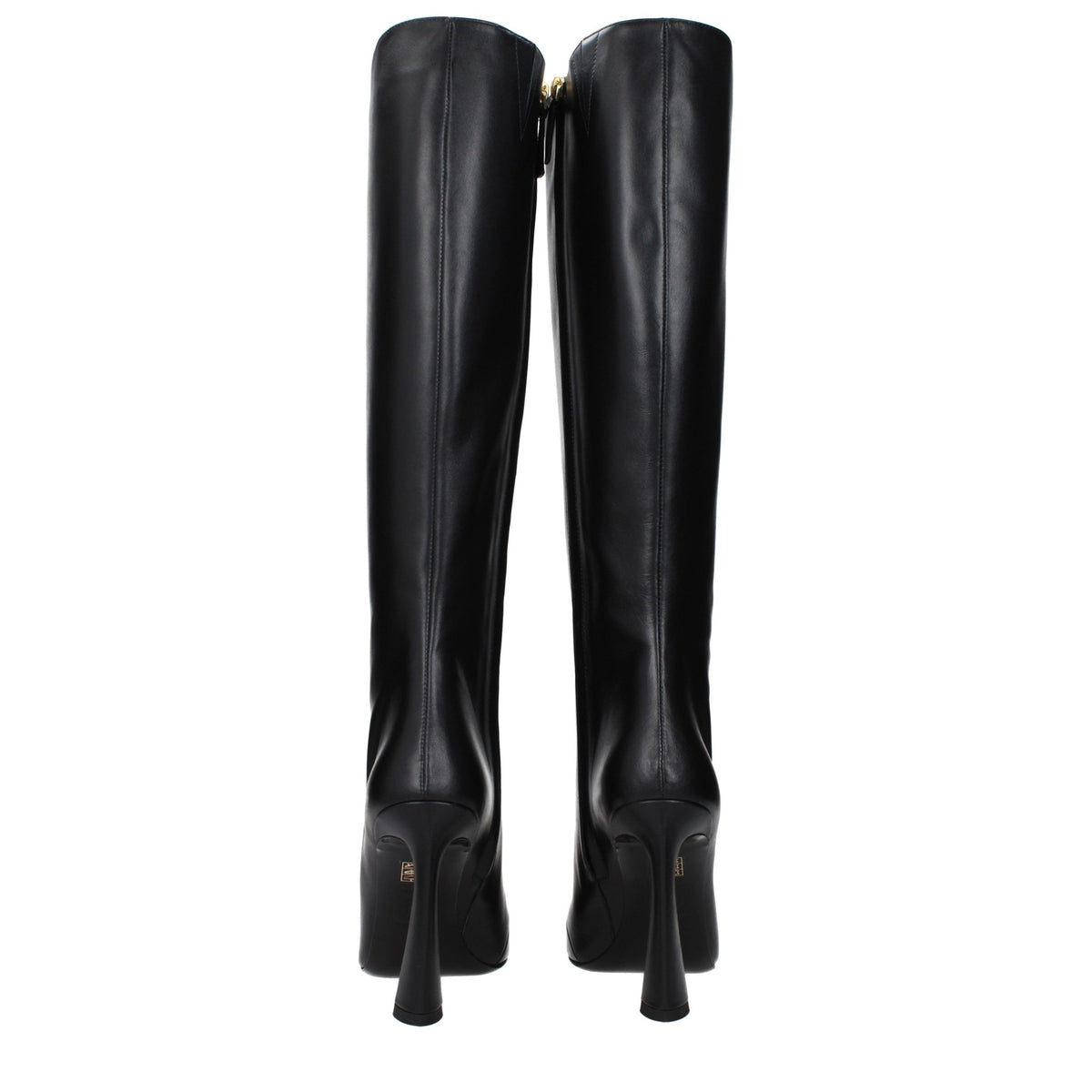 Versace Black Leather High Heel Boots for Women