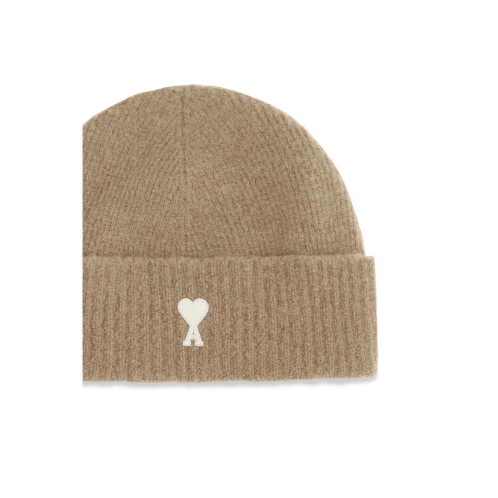 Ami Paris Beige Wool Oves Aries Beanie for Men