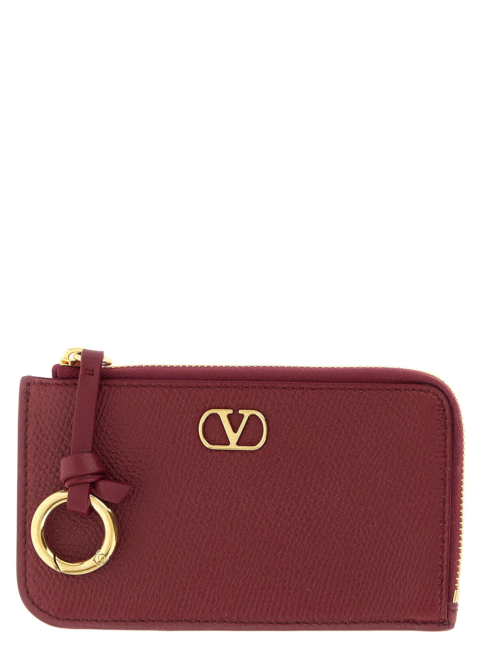 Valentino Garavani Bordeaux Lamb Leather Cardholder for Women