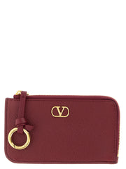 Valentino Garavani Bordeaux Lamb Leather Cardholder for Women