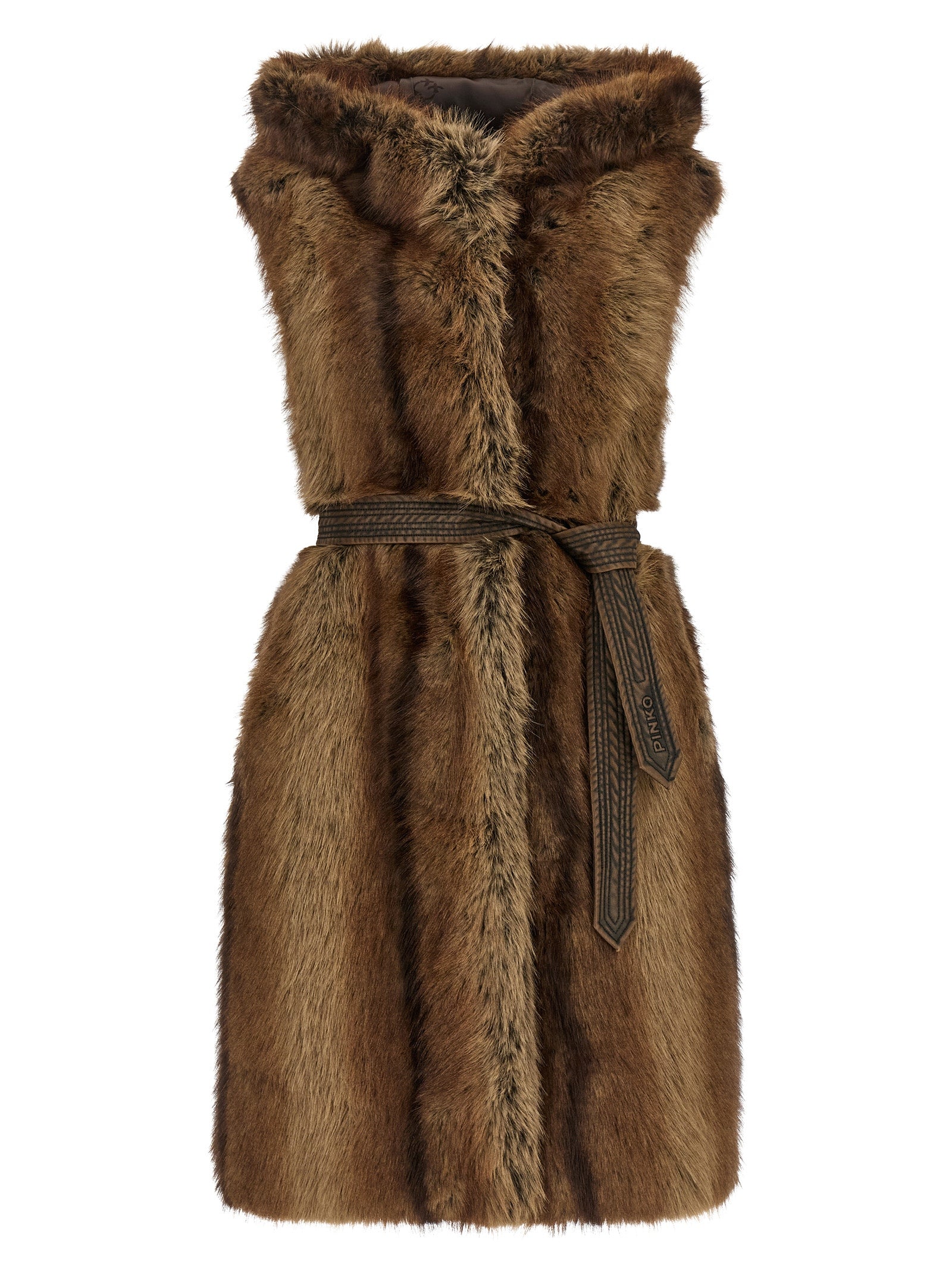 PINKO Brown Polyester Sleeveless Jacket for Women