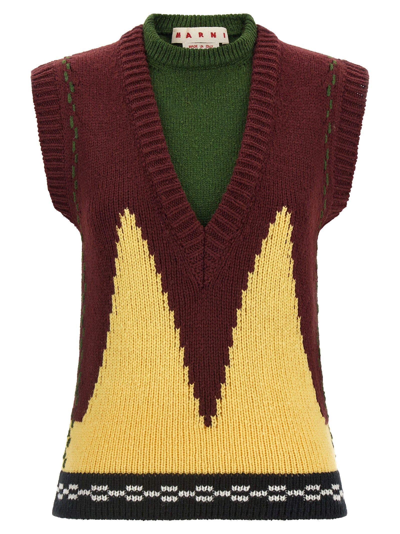 Marni Bordeaux Wool Sleeveless Jacket for Women
