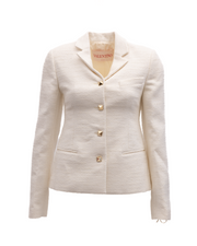 Valentino Garavani Off-White Tailored Blazer with Gold Stud Buttons