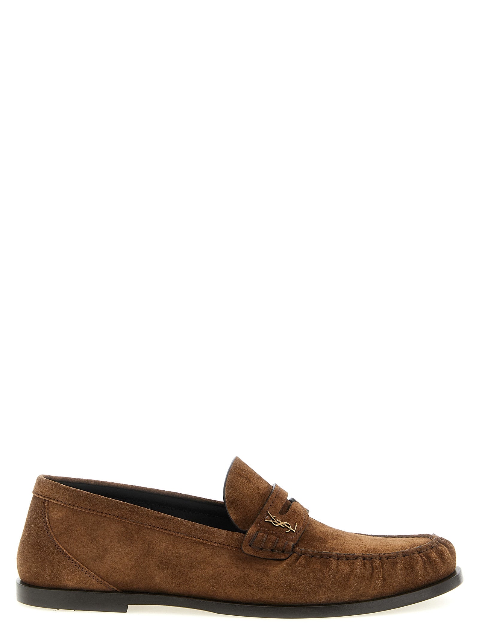 Saint Laurent Brown Calfskin Slip-On Loafers for Men