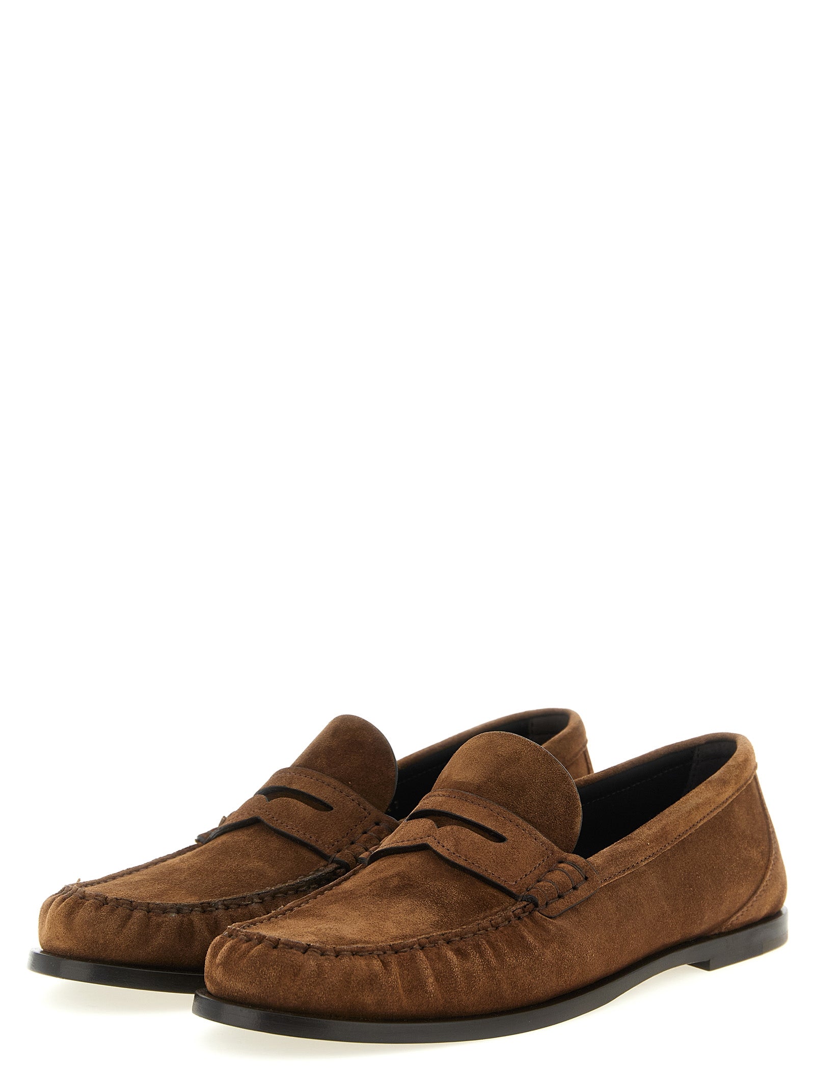Saint Laurent Brown Calfskin Slip-On Loafers for Men