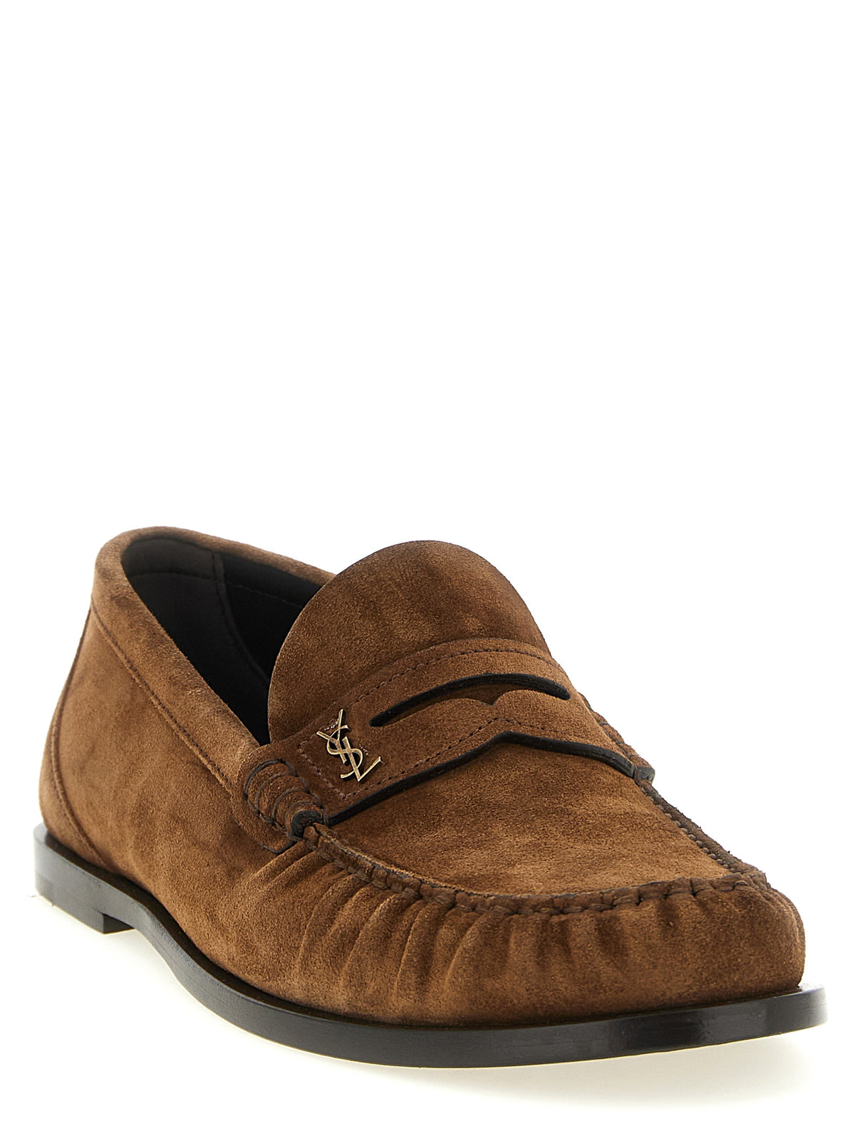 Saint Laurent Brown Calfskin Slip-On Loafers for Men